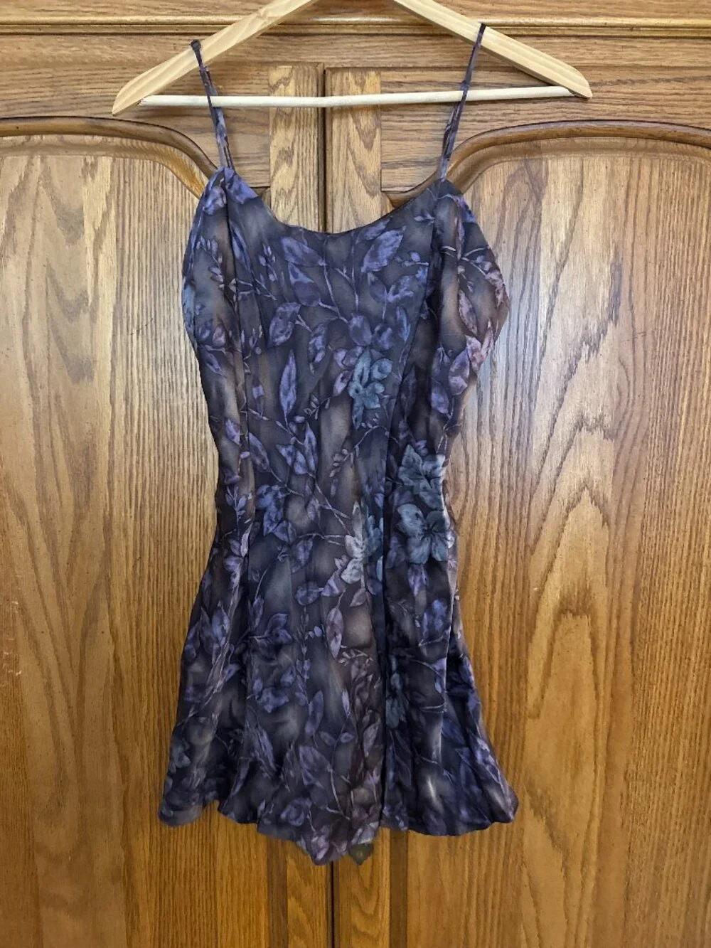 Victoria's Secret Sheer Floral Slip Dress in Deep Purple and Black